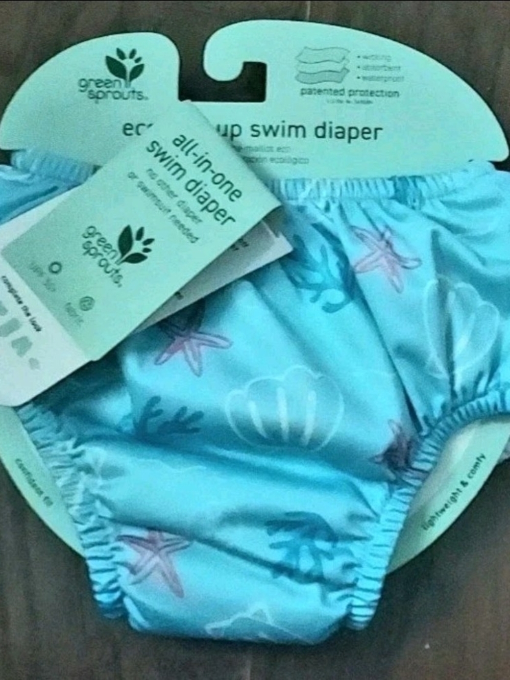 Toddler All-in-One Swim Diaper - Light Blue Shell Print